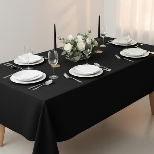 2 Pack 60 x 102 Inch Tablecloths Rectangle Black in 60 x 102 Inch in Black, alternate view 5