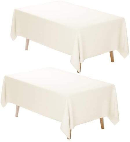 2 Pack 60 x 102 Inch Tablecloths Rectangle Ivory Table Cover in 60 x 102 Inch in Ivory