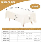 2 Pack 60 x 102 Inch Tablecloths Rectangle Ivory Table Cover in 60 x 102 Inch in Ivory, alternate view 3