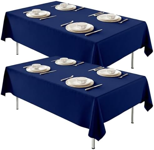 2 Pack 60 x 102 Inch Tablecloths Rectangle Navy Blue Table Cover in 60 x 102 Inch in Navy Blue