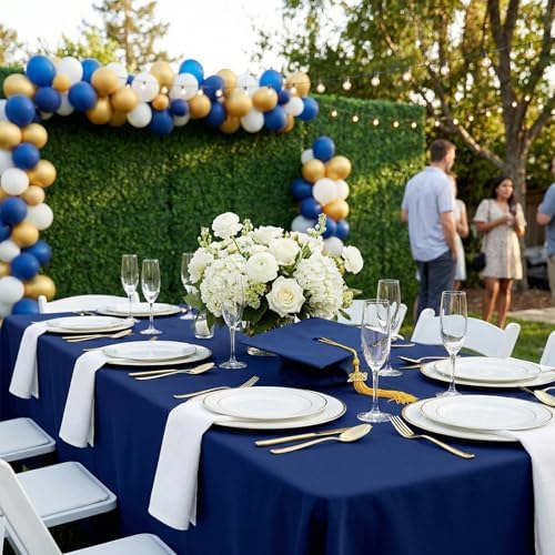 2 Pack 60 x 102 Inch Tablecloths Rectangle Navy Blue Table Cover in 60 x 102 Inch in Navy Blue, alternate view 2