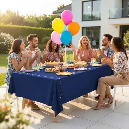 2 Pack 60 x 102 Inch Tablecloths Rectangle Navy Blue Table Cover in 60 x 102 Inch in Navy Blue, alternate view 7