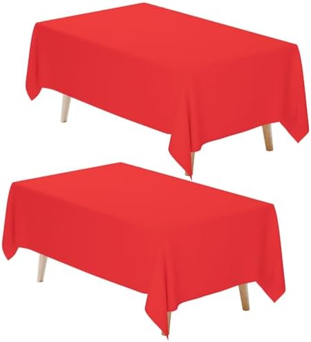 2 Pack 60 x 102 Inch Tablecloths Rectangle Red Table Cover in 60 x 102 Inch in Red