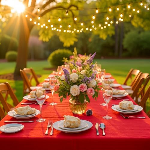 2 Pack 60 x 102 Inch Tablecloths Rectangle Red Table Cover in 60 x 102 Inch in Red, alternate view 2