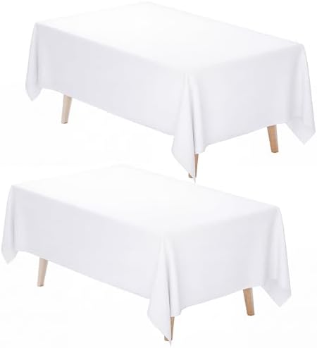 2 Pack 60 x 102 Inch Tablecloths Rectangle White Table Cover in 60 x 102 Inch in White
