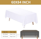 2 Pack 60 x 84 Inch Tablecloths Rectangle White in 60 x 84 Inch in White, alternate view 3