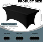 2 Pack 6FT Black Spandex Table Cloth 72 x 30 Inch in 72 x 30 Inch, alternate view 4