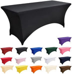 2-Pack 6ft Black Spandex Table Covers for Rectangle Standard Folding Tables - Wrinkle Resistant Stretch, alternate view 4