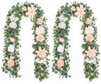 2 Pack 6Ft Eucalyptus Greenery Garland with Flowers