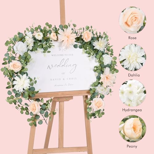 2 Pack 6Ft Eucalyptus Greenery Garland with Flowers, alternate view 5