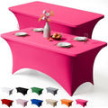 2 Pack 6FT Fuchsia Spandex Table Cloth 72 x 30 Inch in 72 x 30 Inch