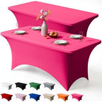 2 Pack 6FT Fuchsia Spandex Table Cloth 72 x 30 Inch in 72 x 30 Inch
