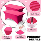 2 Pack 6FT Fuchsia Spandex Table Cloth 72 x 30 Inch in 72 x 30 Inch, alternate view 3