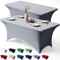 2 Pack 6FT Grey Spandex Table Cloth 72 x 30 Inch in 72 x 30 Inch