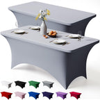 2 Pack 6FT Grey Spandex Table Cloth 72 x 30 Inch in 72 x 30 Inch
