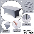 2 Pack 6FT Grey Spandex Table Cloth 72 x 30 Inch in 72 x 30 Inch, alternate view 3