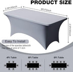 2 Pack 6FT Grey Spandex Table Cloth 72 x 30 Inch in 72 x 30 Inch, alternate view 4