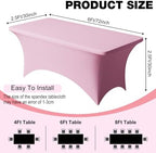 2 Pack 6FT Pink Spandex Table Cloth 72 x 30 Inch in 72 x 30 Inch, alternate view 4