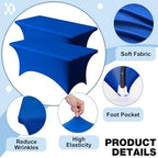 2 Pack 6FT Royal Blue Spandex Table Cloth 72 x 30 Inch in 72 x 30 Inch, alternate view 2