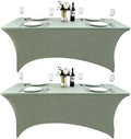 2-Pack 6ft Spandex Table Covers for Rectangle Standard Folding Tables - Wrinkle Resistant Stretch Tablecloths
