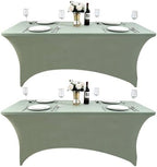 2-Pack 6ft Spandex Table Covers for Rectangle Standard Folding Tables - Wrinkle Resistant Stretch Tablecloths