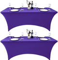 2-Pack 6ft Spandex Table Covers for Rectangle Standard Folding Tables - Wrinkle Resistant Stretch Tablecloths