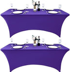 2-Pack 6ft Spandex Table Covers for Rectangle Standard Folding Tables - Wrinkle Resistant Stretch Tablecloths
