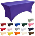 2-Pack 6ft Spandex Table Covers for Rectangle Standard Folding Tables - Wrinkle Resistant Stretch Tablecloths, alternate view