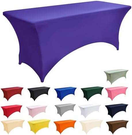 2-Pack 6ft Spandex Table Covers for Rectangle Standard Folding Tables - Wrinkle Resistant Stretch Tablecloths, alternate view