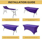 2-Pack 6ft Spandex Table Covers for Rectangle Standard Folding Tables - Wrinkle Resistant Stretch Tablecloths, alternate view