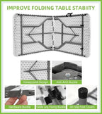 2 Pack 6ft Table Large Folding Table White Folding Table with Portable Carrying Handle 6ft Heavy Plastic, alternate view 6