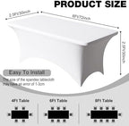 2 Pack 6FT White Spandex Table Cloth 72 x 30 Inch in 72 x 30 Inch, alternate view 4