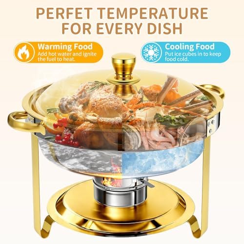 2 Pack 6QT Chafing Dish for Buffet with Golden Lids, alternate view 3