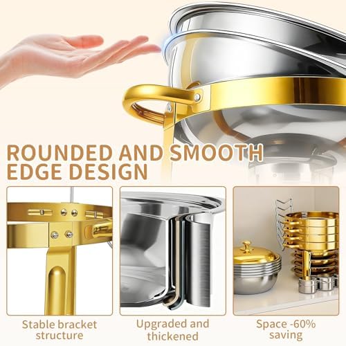 2 Pack 6QT Chafing Dish for Buffet with Golden Lids, alternate view 5