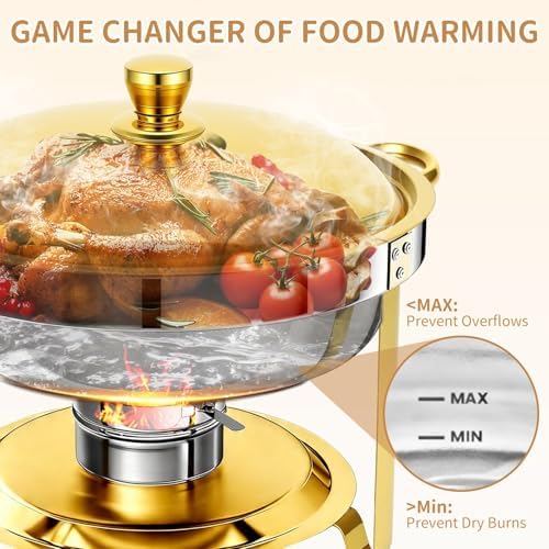 2 Pack 6QT Chafing Dish for Buffet with Golden Lids, alternate view 6