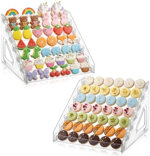 2 Pack 7 Tier Cookie Display Stand Clear Acrylic Tiered Tiered Dessert Stand for Bakers Vendors Parties Craft