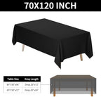 2 Pack 70 x 120 Inch Tablecloths Rectangle Black in 70 x 120 Inch in Black, alternate view 3