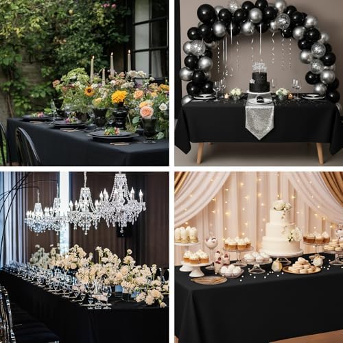 2 Pack 70 x 120 Inch Tablecloths Rectangle Black in 70 x 120 Inch in Black, alternate view 7