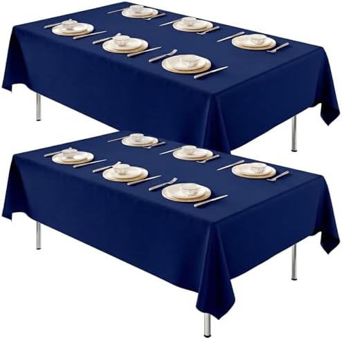 2 Pack 70 x 120 Inch Tablecloths Rectangle Navy Blue Table Cover in 70 x 120 Inch in Navy Blue