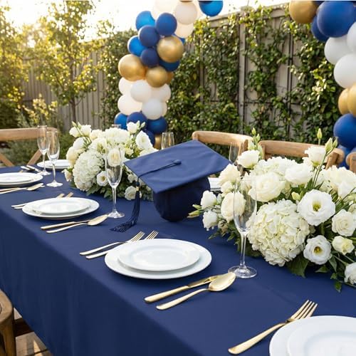 2 Pack 70 x 120 Inch Tablecloths Rectangle Navy Blue Table Cover in 70 x 120 Inch in Navy Blue, alternate view 2