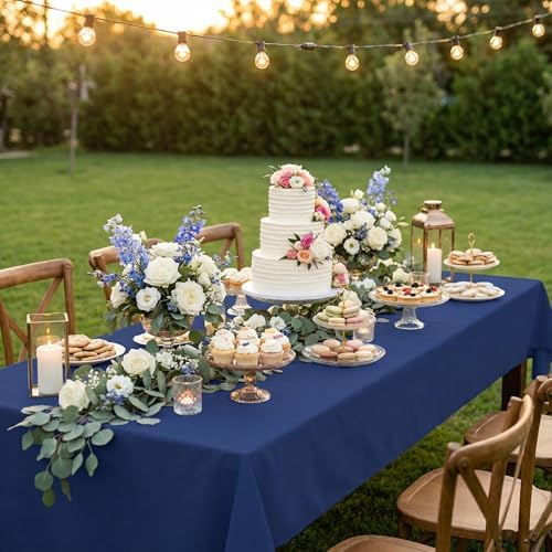 2 Pack 70 x 120 Inch Tablecloths Rectangle Navy Blue Table Cover in 70 x 120 Inch in Navy Blue, alternate view 6