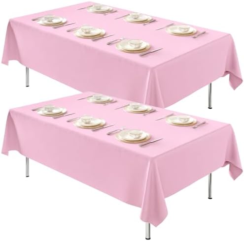 2 Pack 70 x 120 Inch Tablecloths Rectangle Pink Table Cover in 70 x 120 Inch in Pink