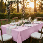 2 Pack 70 x 120 Inch Tablecloths Rectangle Pink Table Cover in 70 x 120 Inch in Pink, alternate view 6