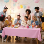 2 Pack 70 x 120 Inch Tablecloths Rectangle Pink Table Cover in 70 x 120 Inch in Pink, alternate view 7