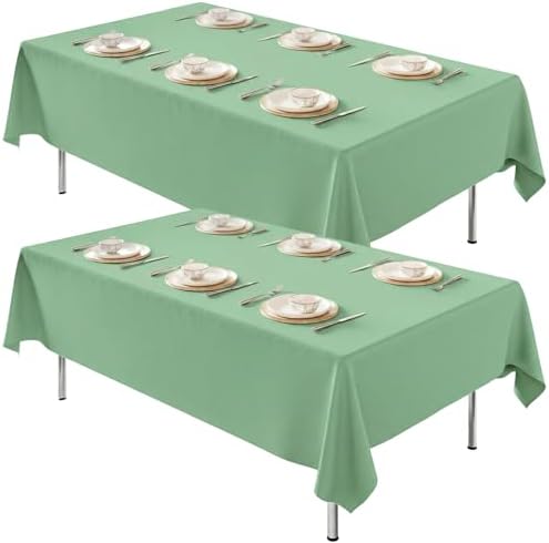 2 Pack 70 x 120 Inch Tablecloths Rectangle Sage Green Table Cover in 70 x 120 Inch in Sage Green
