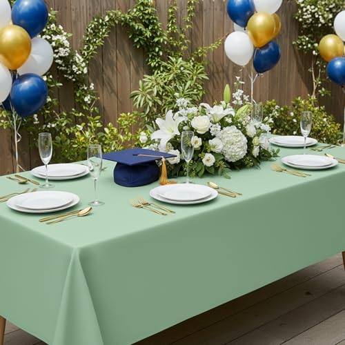 2 Pack 70 x 120 Inch Tablecloths Rectangle Sage Green Table Cover in 70 x 120 Inch in Sage Green, alternate view 2