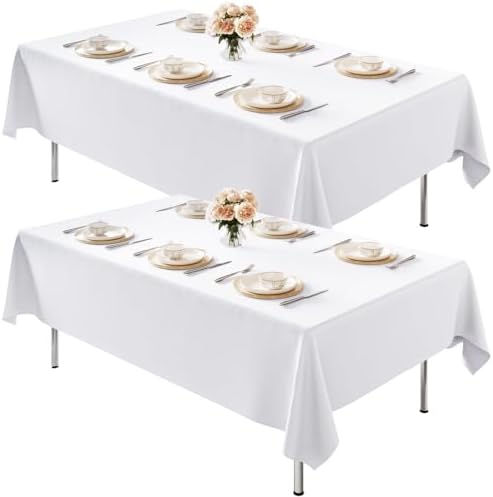 2 Pack 70 x 120 Inch Tablecloths Rectangle White in 70 x 120 Inch in White