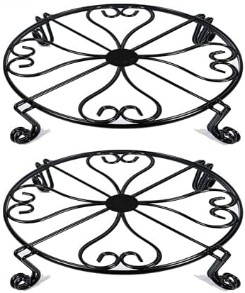 2-Pack 8" Metal Plant Stand Heavy Duty Plants Holder Outdoor Indoor