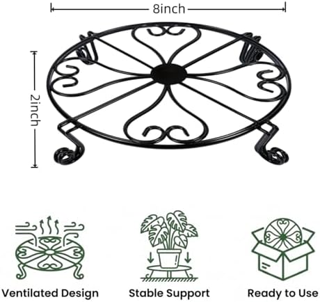 2-Pack 8" Metal Plant Stand Heavy Duty Plants Holder Outdoor Indoor, alternate view 3