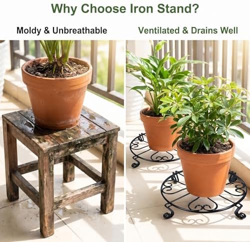 2-Pack 8" Metal Plant Stand Heavy Duty Plants Holder Outdoor Indoor, alternate view 4